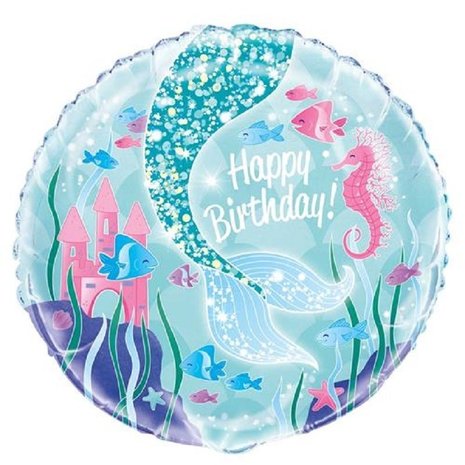 Meerjungfrau Happy Birthday Folienballon 45cm | pro Einheit