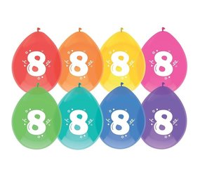 Ballons 8 ans de couleur fraîche 8 pièces