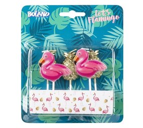 Bougeoir à gâteau Flamingo et ananas 5 pièces