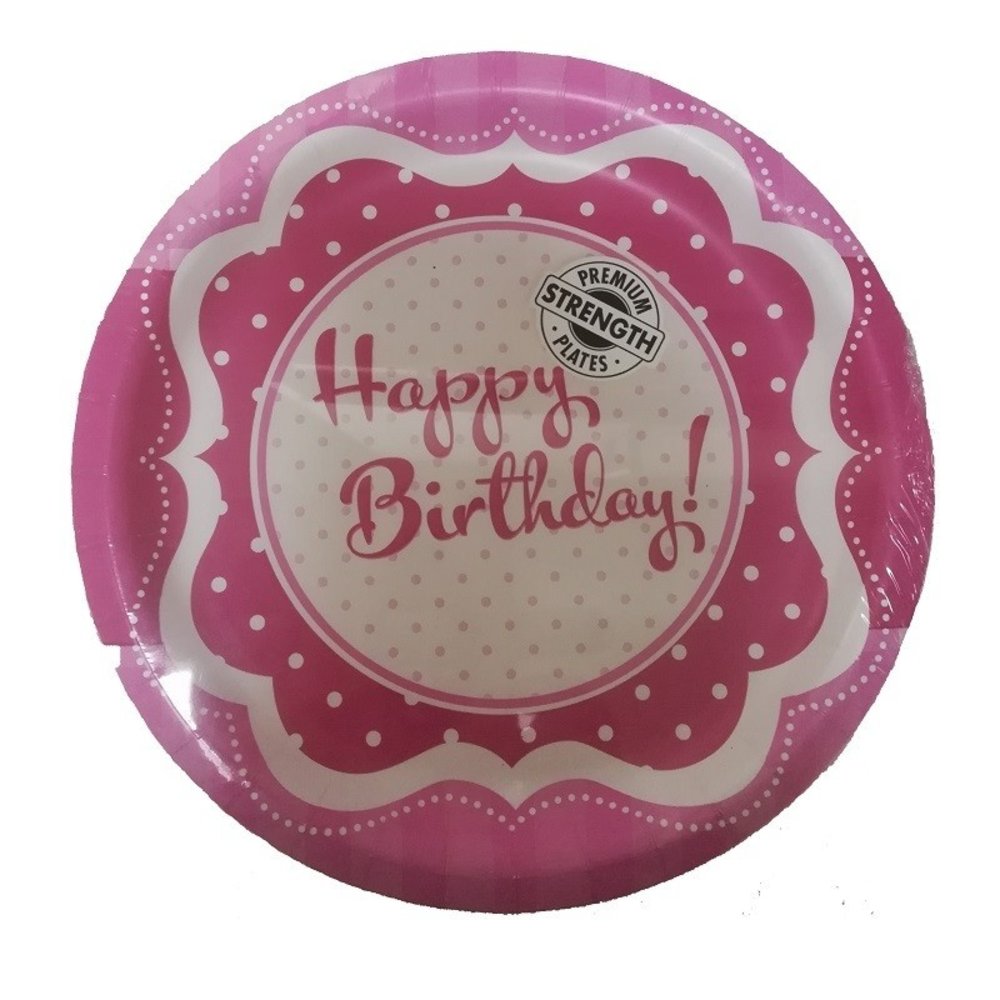 Teller Happy Birthday Pink 23cm | 8 Stücke Teller Happy Birthday Pink 23cm | 8 Stücke