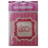 Uitnodiging Happy Birthday pink 8 stuks