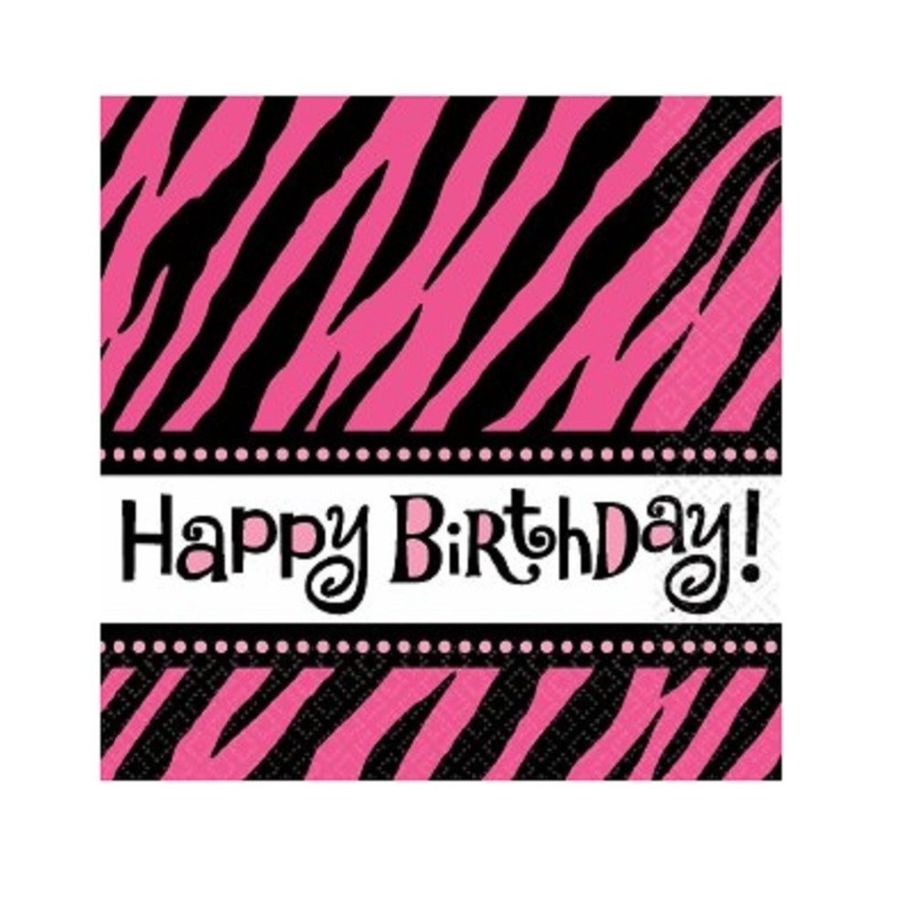 NAPKIN ZEBRA PINK-NOIR 16 PIÈCES