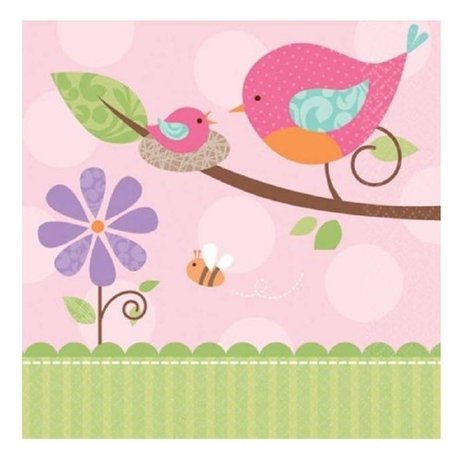 Servet tweet baby girl 33x33cm 16 stuks Servet tweet baby girl 33x33cm 16 stuks