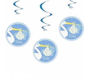 Decoration Swirl Ooievaar Baby Blue 3 Pieces