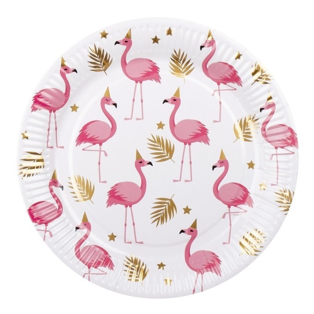 Boland Assiettes flamant rose et or 23cm | 10 pièces Boland Assiettes flamant rose et or 23cm | 10 pièces