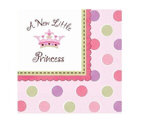 Serviette une nouvelle petite princesse 33x33cm 16 pièces