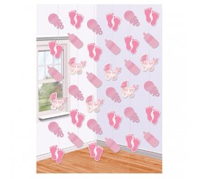 Amscan Hangdecoratie baby girl | 6 stuks Amscan Hangdecoratie baby girl | 6 stuks