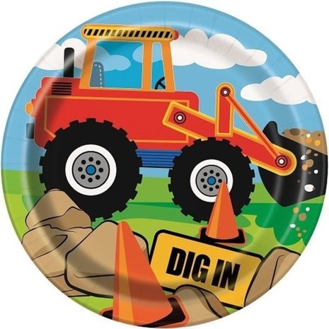 Unique Party Cake plate Construction Party 17 cm | 8 pieces Unique Party Cake plate Construction Party 17 cm | 8 pieces