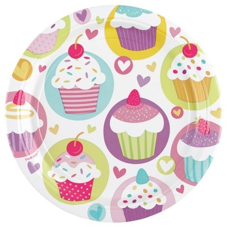 Teller Cupcake Pastell 23cm | 8 Stücke