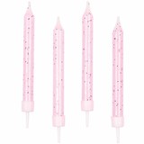 Taartkaarsjes glitter licht roze | 12 stuks
