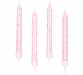 Bougies de gâteau paillettes rose clair | 12 pièces Bougies de gâteau paillettes rose clair | 12 pièces