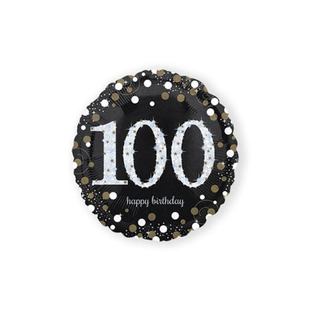 Unique Party Folie ballon Sparkling 100 jaar zilver-goud Unique Party Folie ballon Sparkling 100 jaar zilver-goud