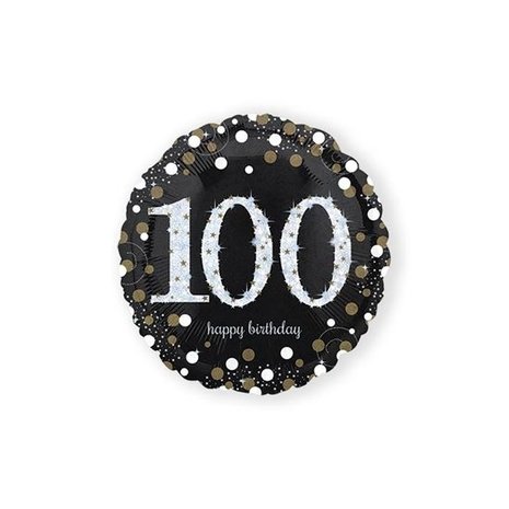 Unique Party Folie ballon Sparkling 100 jaar zilver-goud Unique Party Folie ballon Sparkling 100 jaar zilver-goud