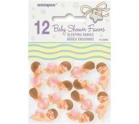 Babyshower sleeping babies roze 12 stuks Babyshower sleeping babies roze 12 stuks