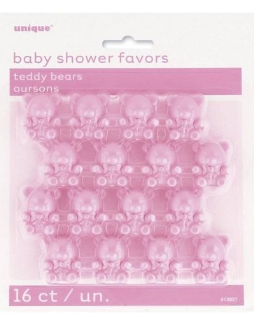 Babyshower teddy bears roze 16 stuks