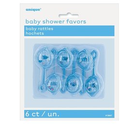 Babyshower Baby Rattle Blue 6 Pieces Babyshower Baby Rattle Blue 6 Pieces