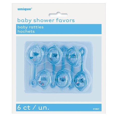 Babyshower Baby Rattle Blue 6 Pieces Babyshower Baby Rattle Blue 6 Pieces