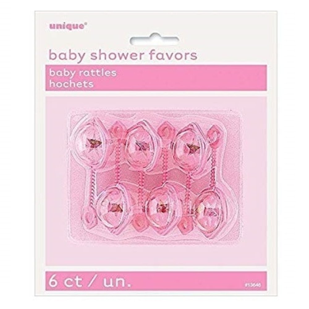 Unique Party Babyshower baby rammelaars roze 6 stuks