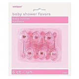 Unique Party Babyshower baby rammelaars roze 6 stuks