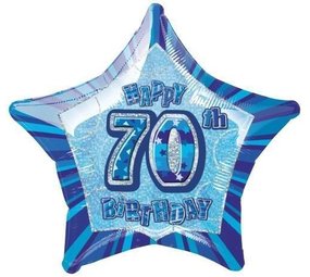 Folie Ballon Glitz Blue Star 70 years
