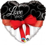 Qualatex Helium ballon met rode strik Love You - 91 cm Qualatex Helium ballon met rode strik Love You - 91 cm