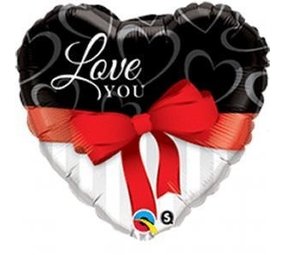 Qualatex Helium ballon met rode strik Love You - 91 cm Qualatex Helium ballon met rode strik Love You - 91 cm