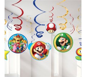 Amscan Hangdecoratie swirl Super Mario 12delig Amscan Hangdecoratie swirl Super Mario 12delig