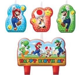 Amscan Kaarsen set Super Mario | Set van 4 kaarsen Amscan Kaarsen set Super Mario | Set van 4 kaarsen