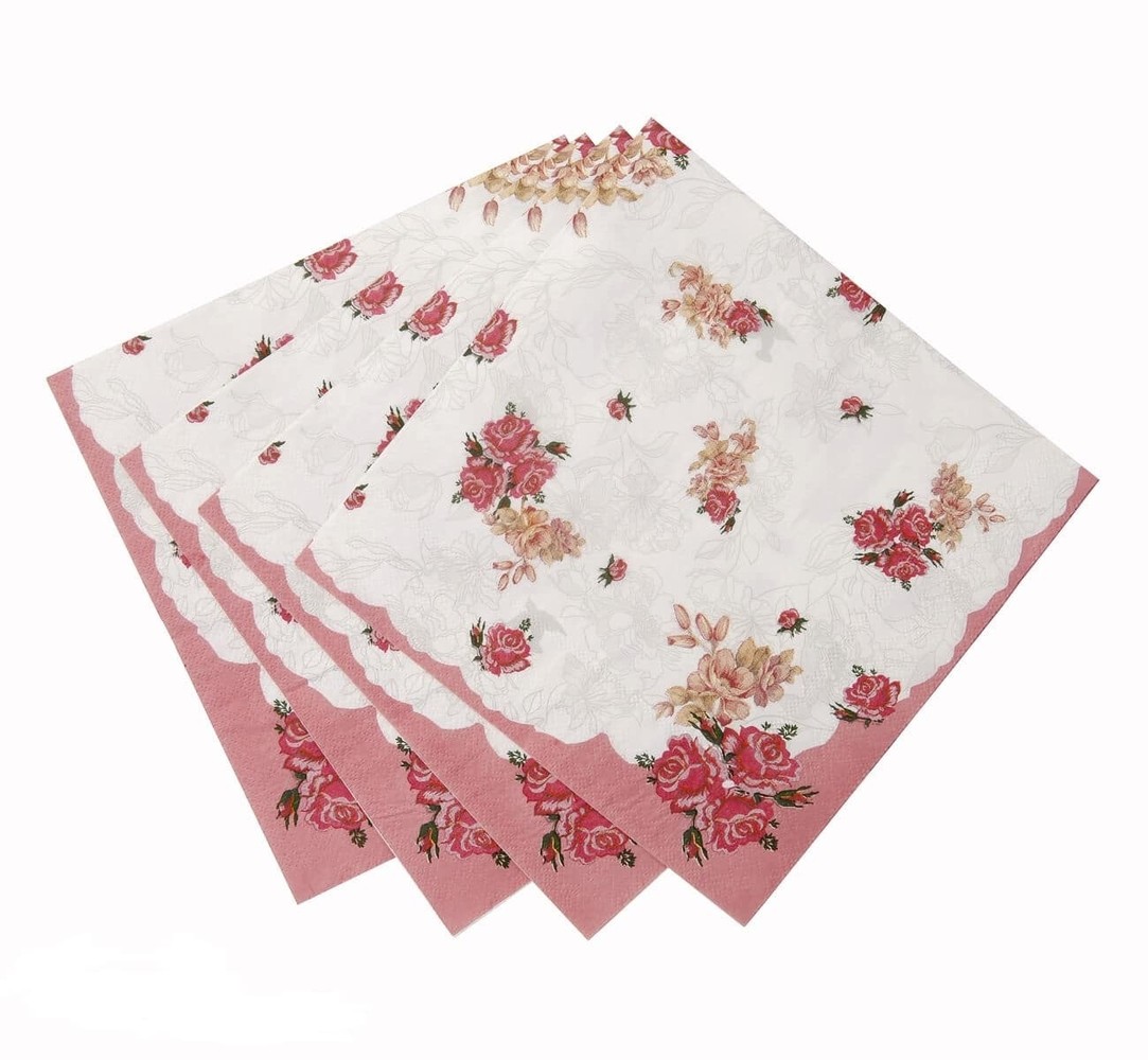 Servet Vintage Blume Pink 40x40cm | 20 Teile Servet Vintage Blume Pink 40x40cm | 20 Teile