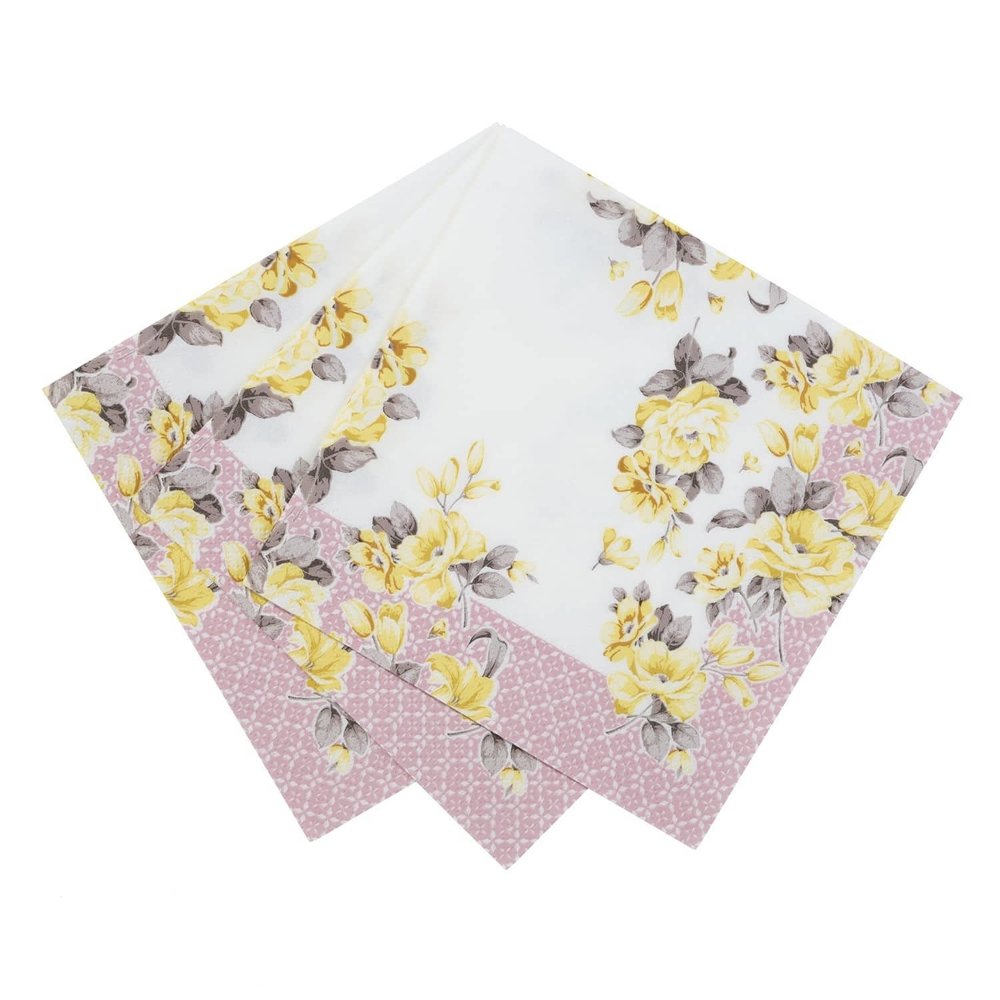 NAPKIN VINTAGE FLEUR JAUNE 33X33CM | 20 morceaux NAPKIN VINTAGE FLEUR JAUNE 33X33CM | 20 morceaux