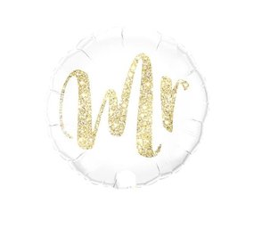 Foil Balloon '' M. '' Glitter Gold 46cm