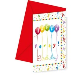 Invitation Joyeux anniversaire Ballons | 6 morceaux Invitation Joyeux anniversaire Ballons | 6 morceaux