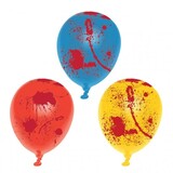 Ballon gekleurd met bloedspatten 6 stuks Ballon gekleurd met bloedspatten 6 stuks