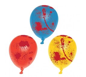 Ballon gekleurd met bloedspatten 6 stuks Ballon gekleurd met bloedspatten 6 stuks