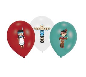 Ballon Indiaan Tepee en Tomahawk 6 stuks