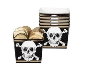 Traktatie bakje Doodshoofd zwart-goud | 6 stuks