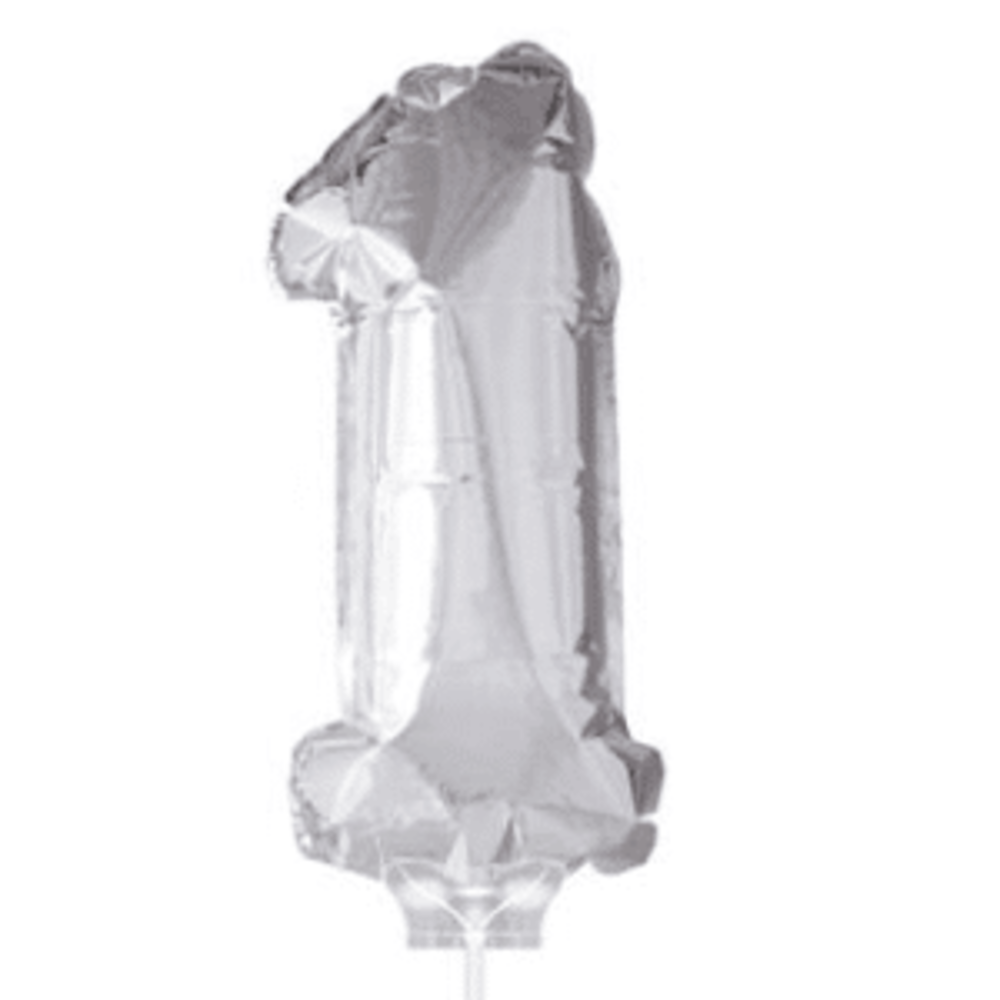 Figure Balloon 1 Argent avec bâton | 40cm