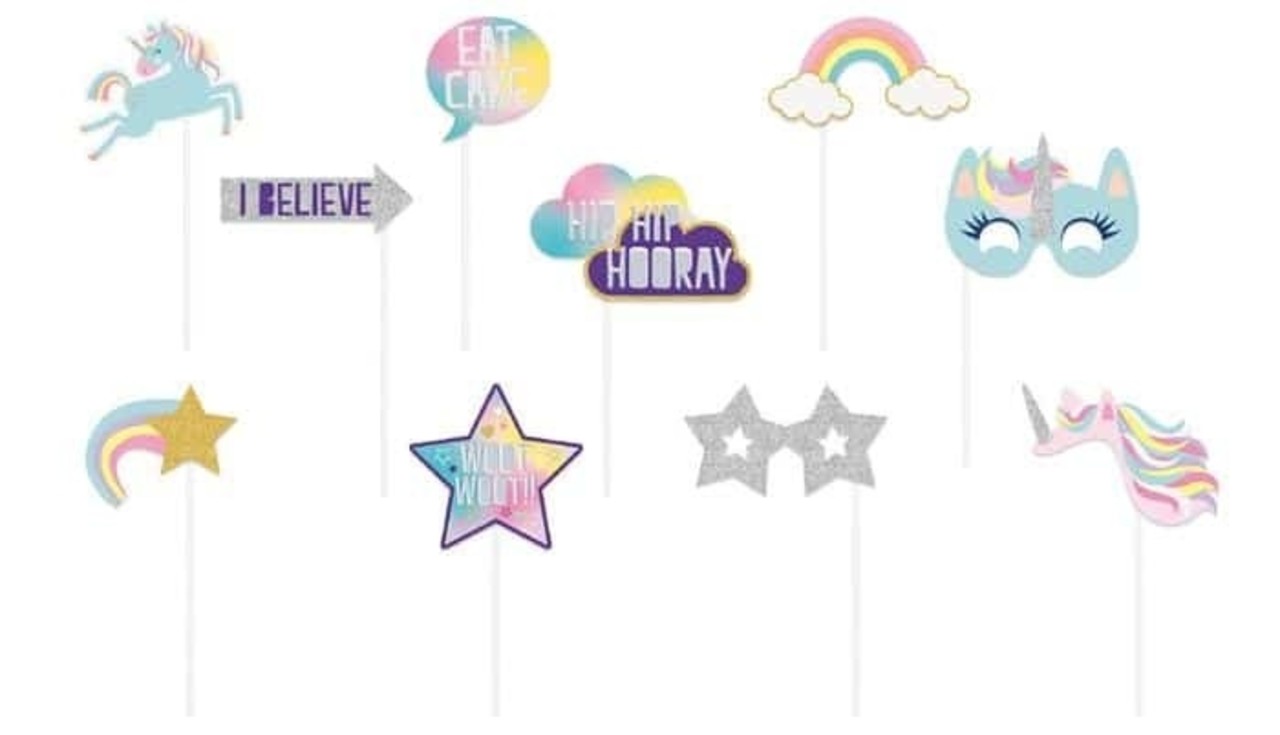 Unique Party Unicorn Hooray Photo Props | 10 pieces