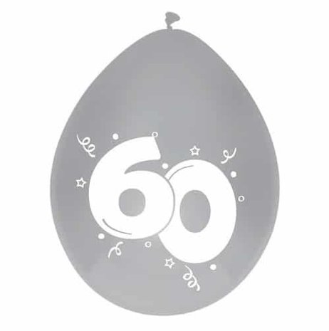 Ballon 60 Jahre Diamant Silber 6 Stücke
