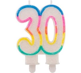 Folat Kaars 30 jaar glitter gekleurd