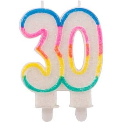 Folat Candle 30 years of glitter colored