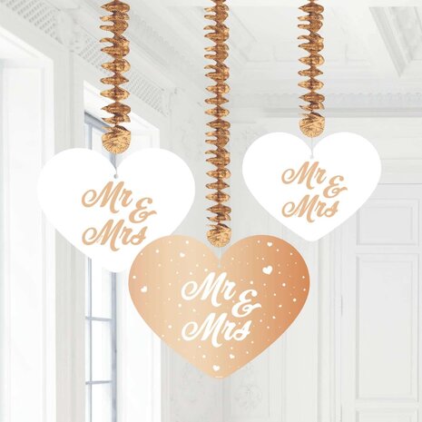 Décoration Spirale MR & MRS Rose Gold 3 pièces Décoration Spirale MR & MRS Rose Gold 3 pièces