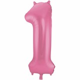 Folat Balloon foil 1 pink metallic mat | 86cm Folat Balloon foil 1 pink metallic mat | 86cm