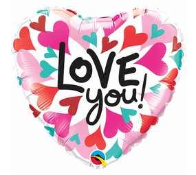 Foil Balloon vous aime! Cœurs | 46cm