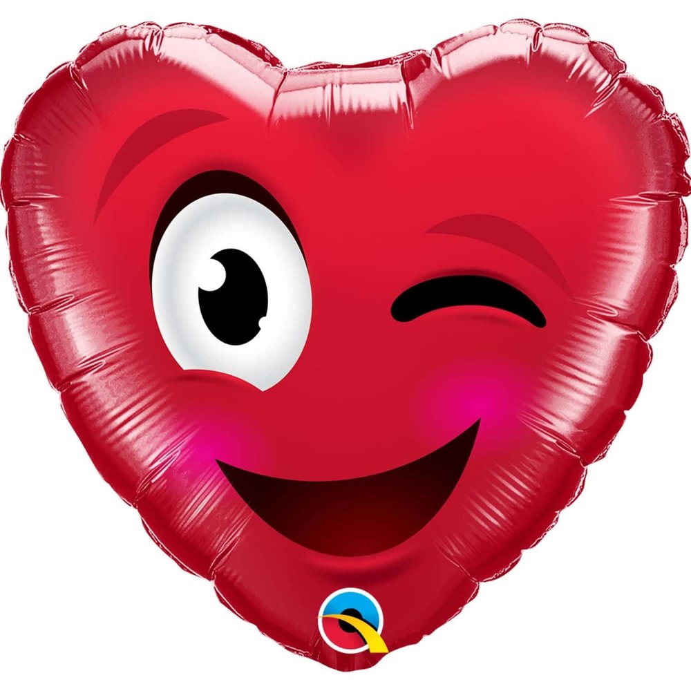 Qualatex Foil balloon heart smiley wink | 46cm