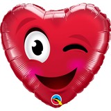 Qualatex Folie ballon Hart Smiley Knipoog | 46cm Qualatex Folie ballon Hart Smiley Knipoog | 46cm