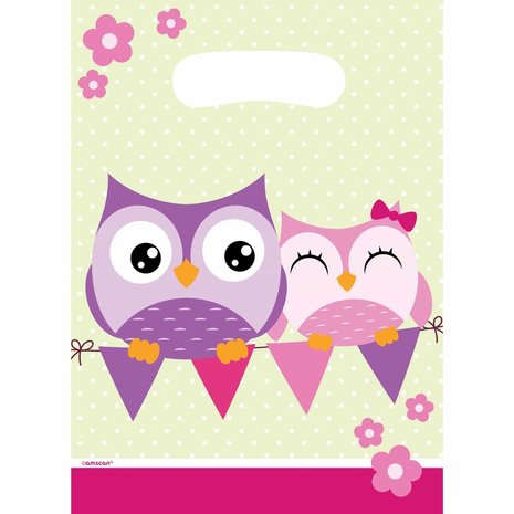 Treating box Owl green pink 8 pieces