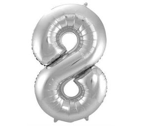 Ballon folie 8 zilver | 86 cm Ballon folie 8 zilver | 86 cm
