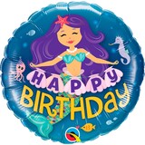 Qualatex Ballon en aluminium Happy Birthday Sirène 45 cm | par unité Qualatex Ballon en aluminium Happy Birthday Sirène 45 cm | par unité
