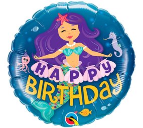 Qualatex Zeemeermin Happy Birthday Folie Ballon 45cm | per stuk Qualatex Zeemeermin Happy Birthday Folie Ballon 45cm | per stuk